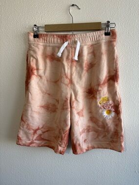 Nike Boys XL Sportswear French Terry Shorts Orange Tie Dye Embroidered Gym